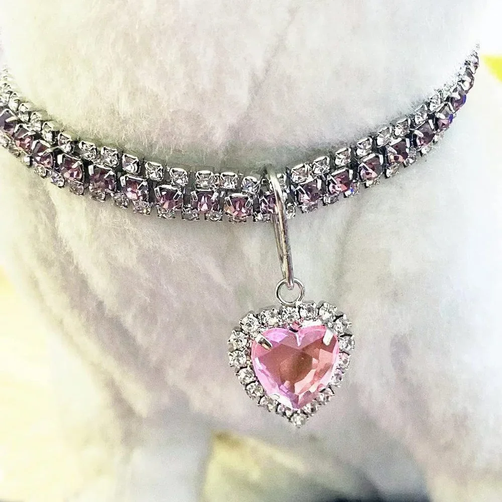 NEW Sparkling Bling Swarovski Crystal Rhinestone Heart Pet Collar: Cat O… - Picture 5 of 7
